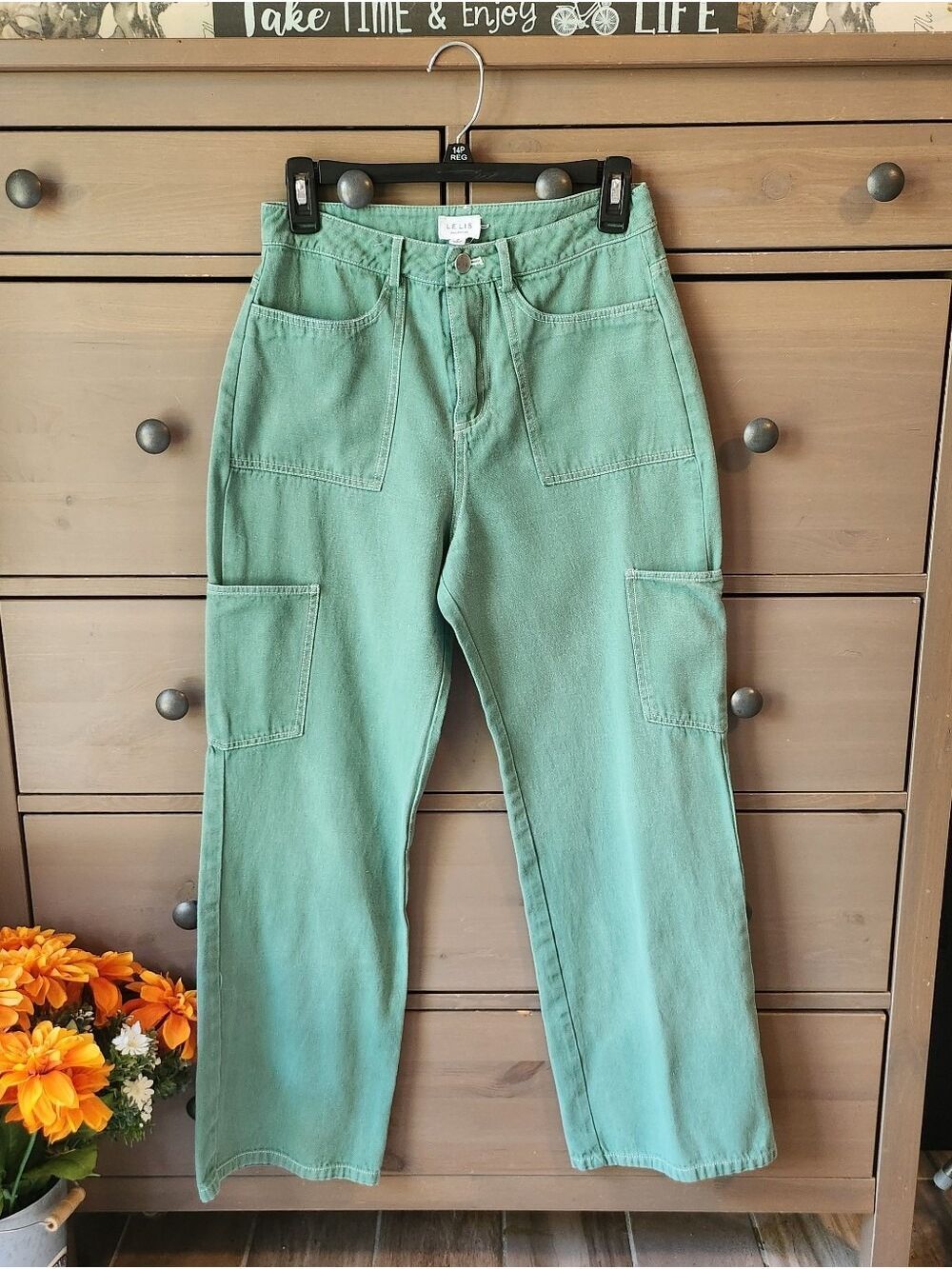 LE LIS Cargo Pants Sage Green